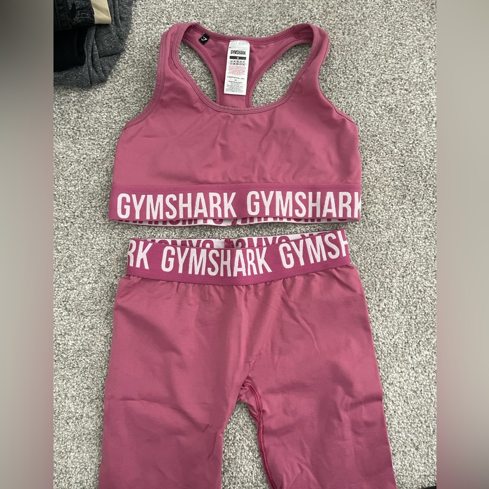 Gymshark Women's Dusty Rose Sports Bra and Shorts Set